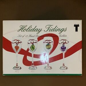 Tabla Holiday Tidings set of 12 hand-painted all purpose goblets